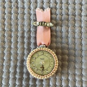 Pink and Silver Brooch Watch